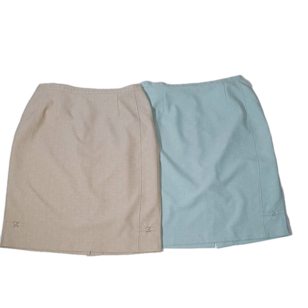 Alfred Dunner 2-pc Skirt Bundle Robin Blue And Beige Women's Size 16